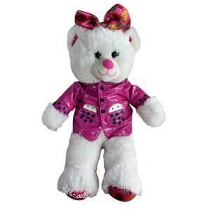 Build A Bear Girl Scout White Cookie Bear 16" Pink Bow Jacket Teddy Bear